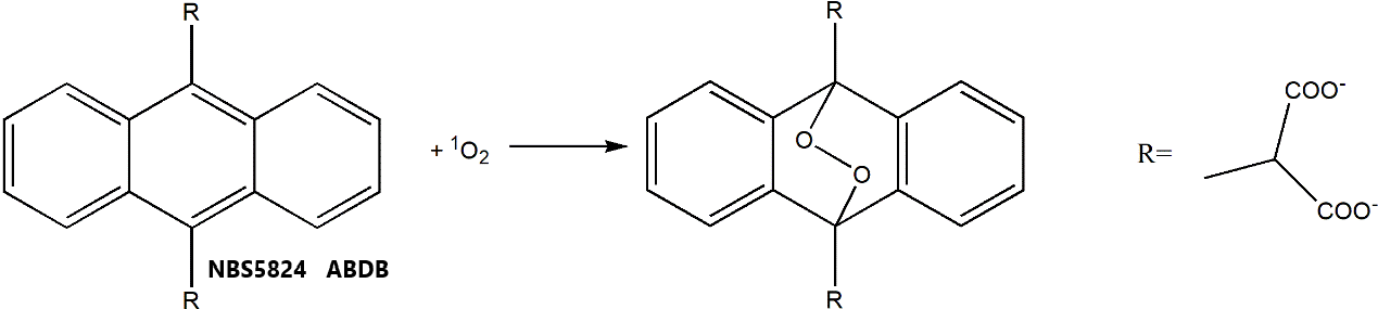 （NBS5824）   9,10-Anthracenediyl-bis(methylene)dimalonic Acid (ABDA)  9,10-蒽二基-雙（亞甲基）二丙二酸（單線態氧指示劑） 圖1.png